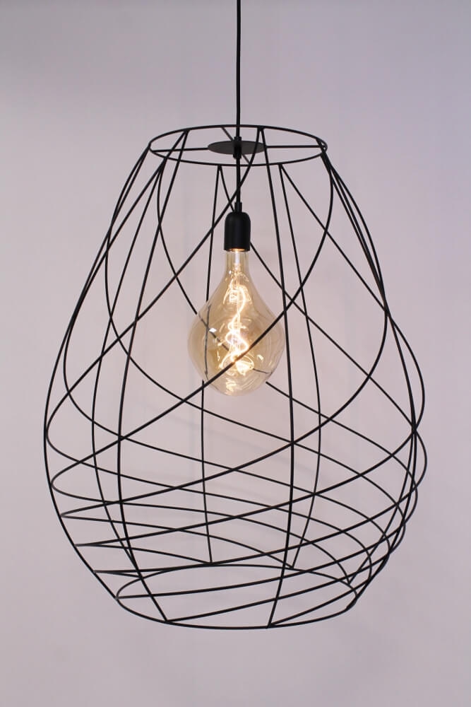 Subtiele zwarte open hanglamp CAMILLO | Groot Ø 63 cm