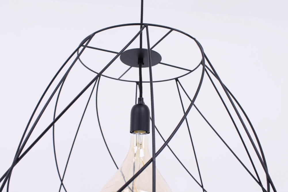 Subtiele zwarte open hanglamp CAMILLO | Groot Ø 63 cm