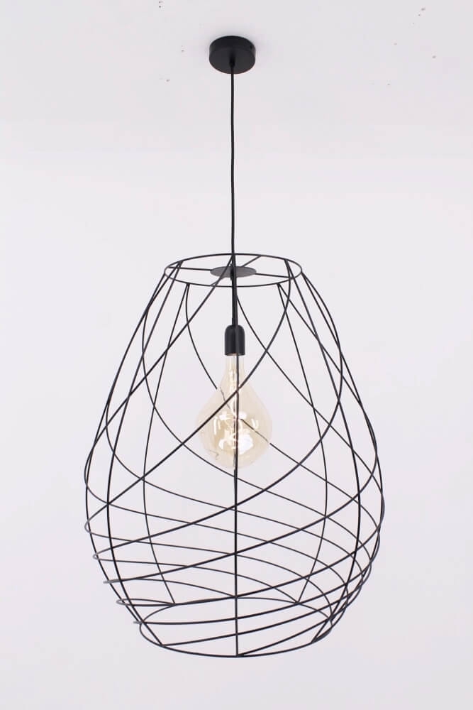 Subtiele zwarte open hanglamp CAMILLO | Groot Ø 63 cm