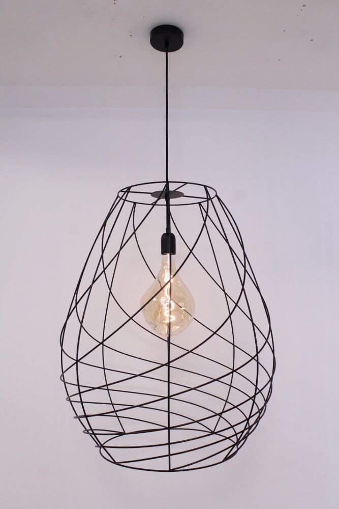 Subtiele zwarte open hanglamp CAMILLO | Groot Ø 63 cm