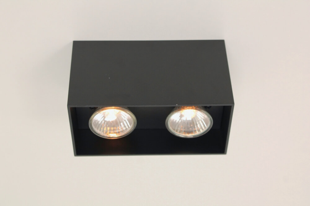Plafondlamp / Opbouw spot CUBA 2-lichts | Zwart