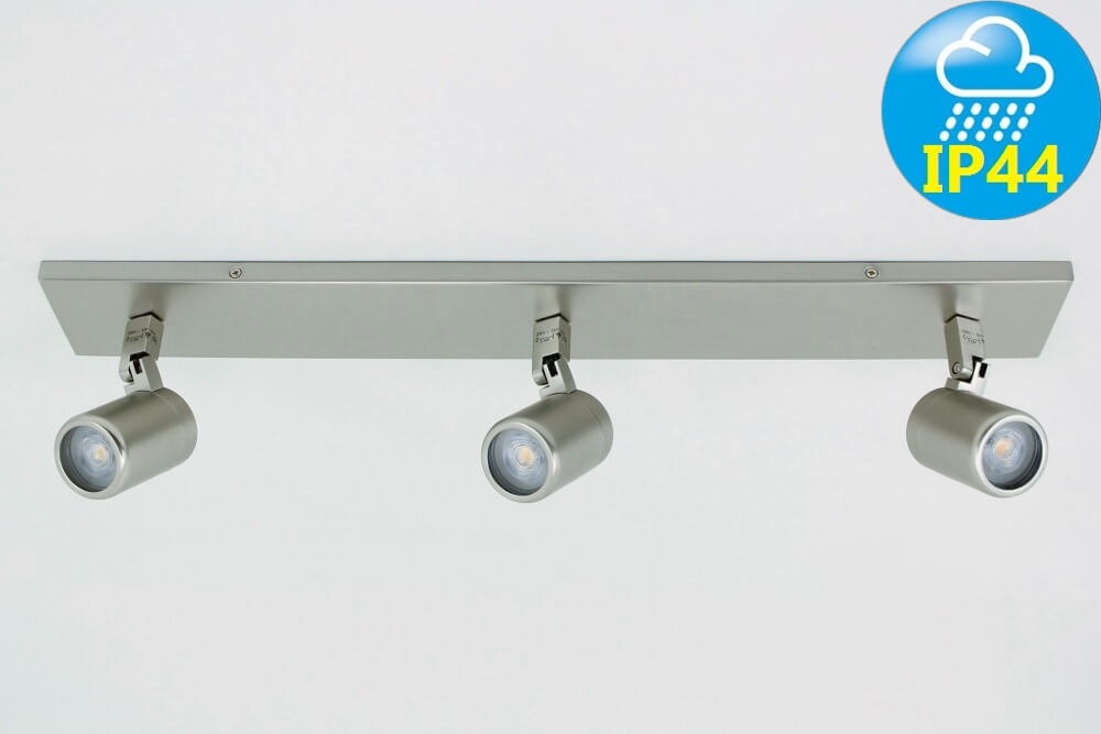 Kantelbare 3-lichts opbouwspot balk DOCCIA IP44 | Staal