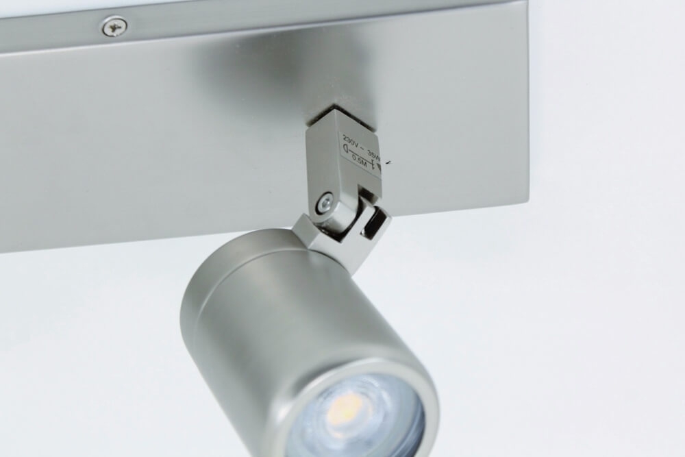 Kantelbare 3-lichts opbouwspot balk DOCCIA IP44 | Staal