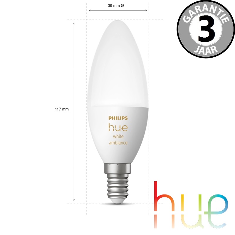 Philips Hue White Ambiance E14 duopack kaars