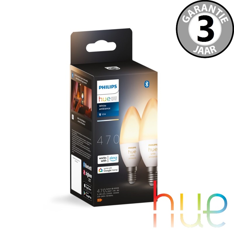 Philips Hue White Ambiance E14 duopack kaars