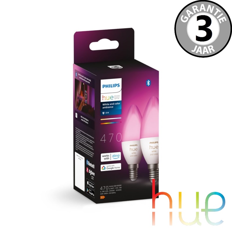 Philips Hue White Ambiance en Color E14 duopack kaars