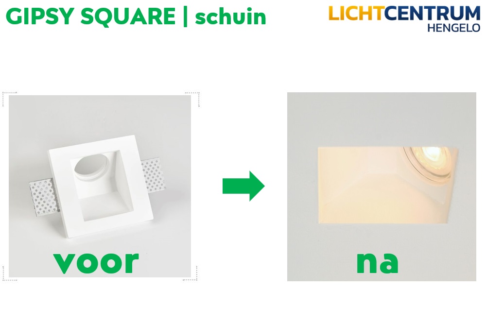 Trimless inbouwspot GIPSY SQUARE schuin | Overschilderbaar