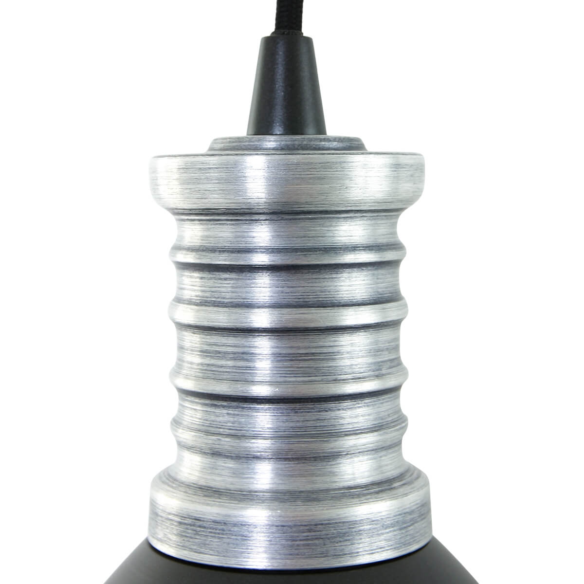 Hanglamp THUNDER 1-lichts Zwart metaal 18 cm | Ronde plaat 12 cm