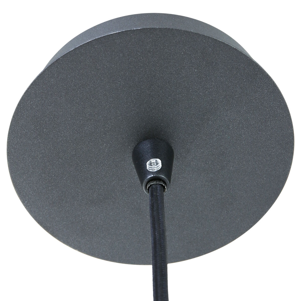 Hanglamp THUNDER 1-lichts Zwart metaal 18 cm | Ronde plaat 12 cm