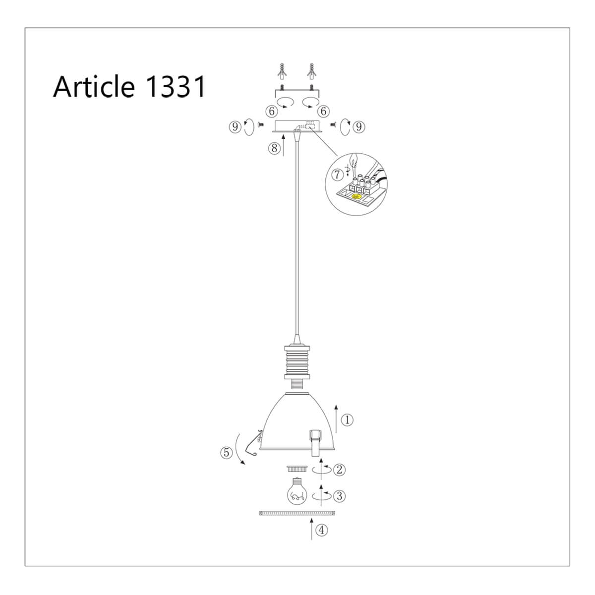 Hanglamp THUNDER 1-lichts Zwart metaal 18 cm | Ronde plaat 12 cm