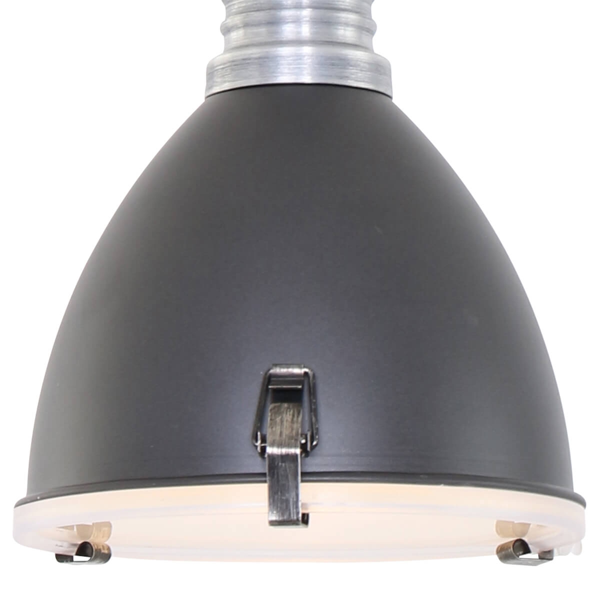 Hanglamp THUNDER 1-lichts Zwart metaal 18 cm | Ronde plaat 12 cm