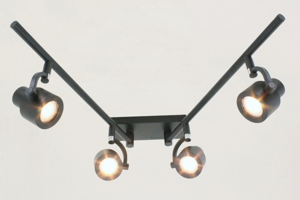 Industriële 4-lichts opbouwspot RENZO | Zwart