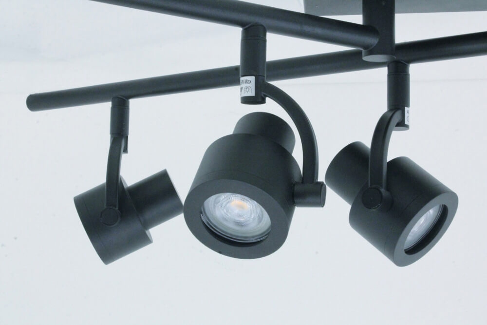 Industriële 4-lichts opbouwspot RENZO | Zwart