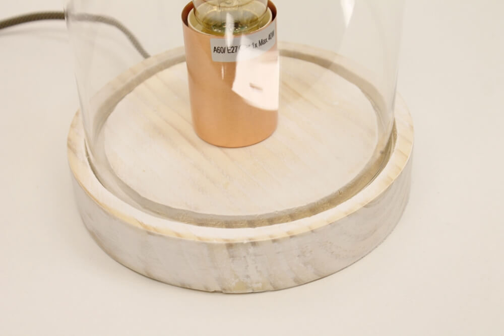 Leuke 1-lichts tafellamp STOLP | Hout + koper