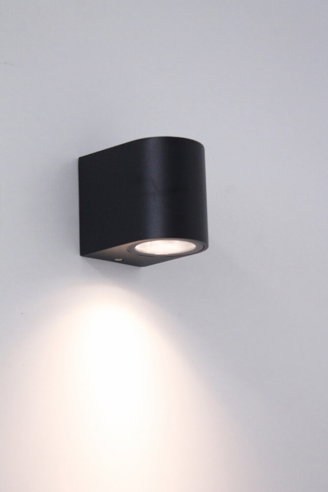 Buitenlamp / Wandlamp ZORA LED 1-lichts rond | Zwart