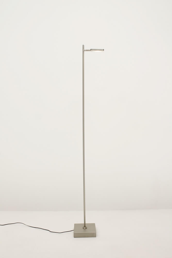 Strakke LED leeslamp PLATE SINGLE met pulsdimmer | Staal