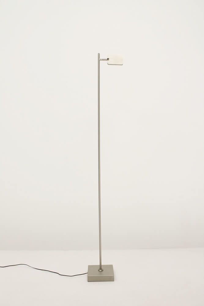 Strakke LED leeslamp PLATE SINGLE met pulsdimmer | Staal