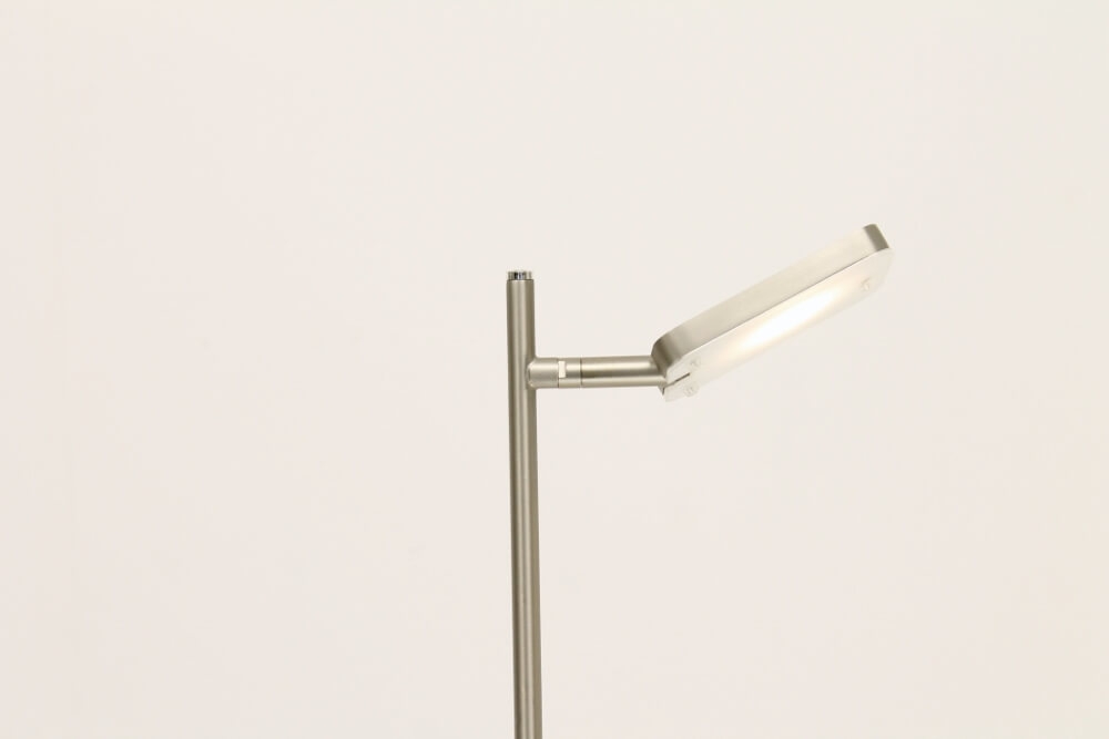 Strakke LED leeslamp PLATE SINGLE met pulsdimmer | Staal