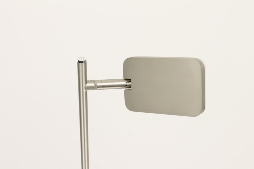 Strakke LED leeslamp PLATE SINGLE met pulsdimmer | Staal