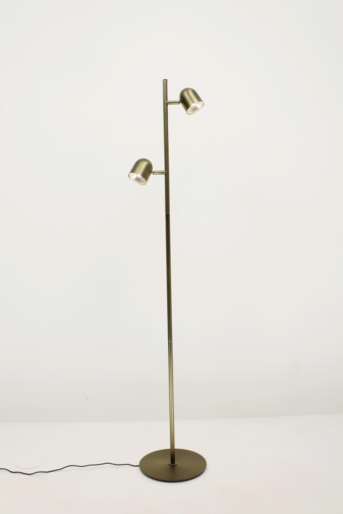 Strakke dubbele leeslamp OVALA met dimmer | Brons