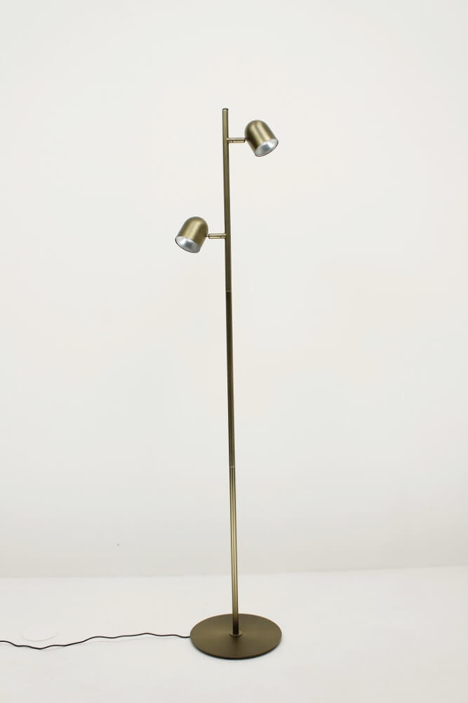 Strakke dubbele leeslamp OVALA met dimmer | Brons
