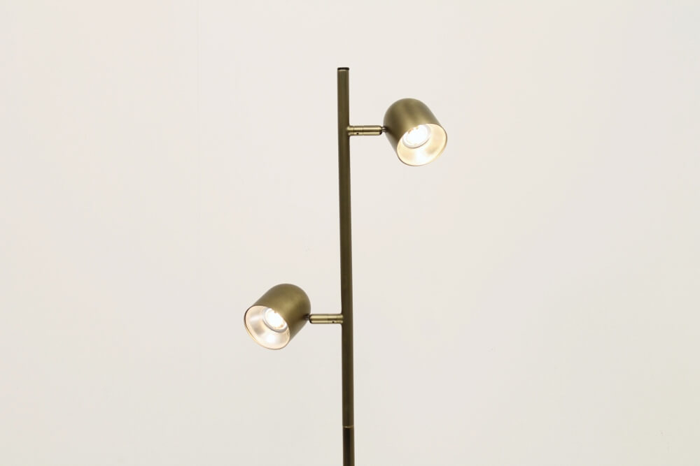 Strakke dubbele leeslamp OVALA met dimmer | Brons