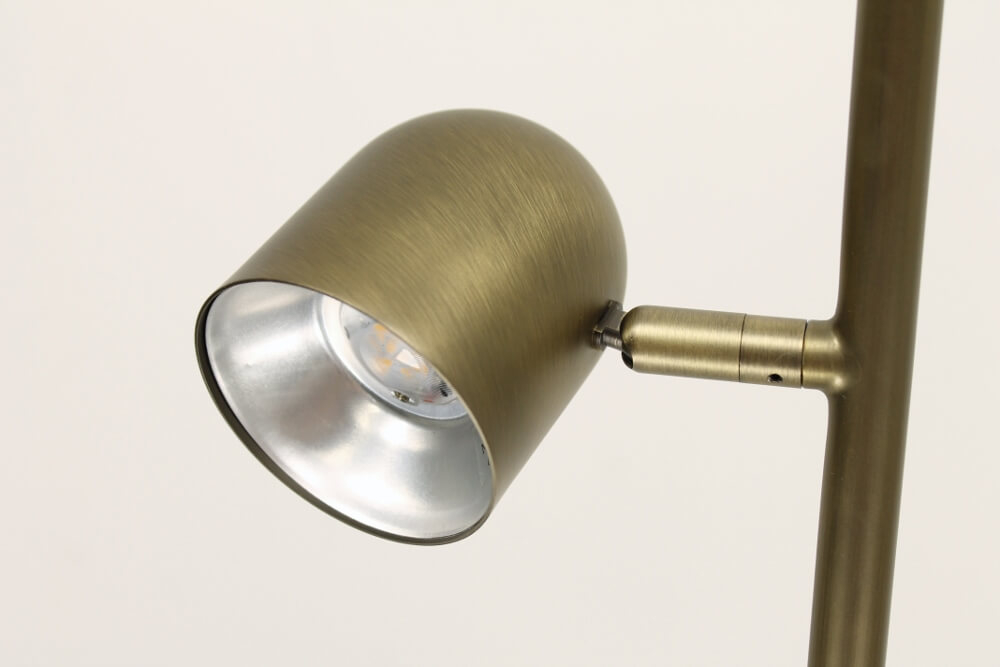 Strakke dubbele leeslamp OVALA met dimmer | Brons