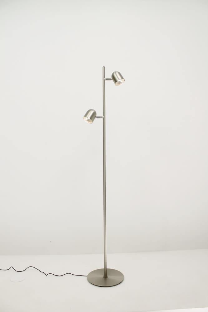 Strakke dubbele leeslamp OVALA met dimmer | Staal