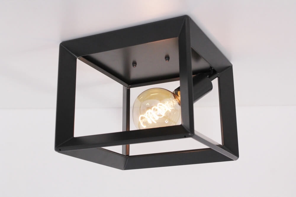 Metalen frame plafondlamp THOBIN | Antraciet