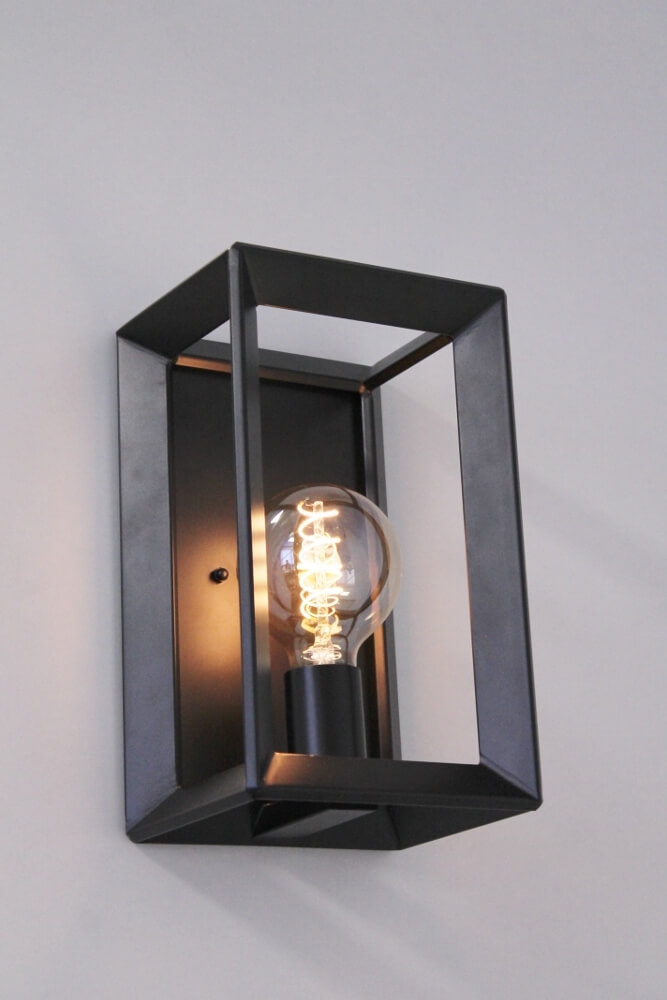Metalen frame wandlamp THOBIN | Antraciet
