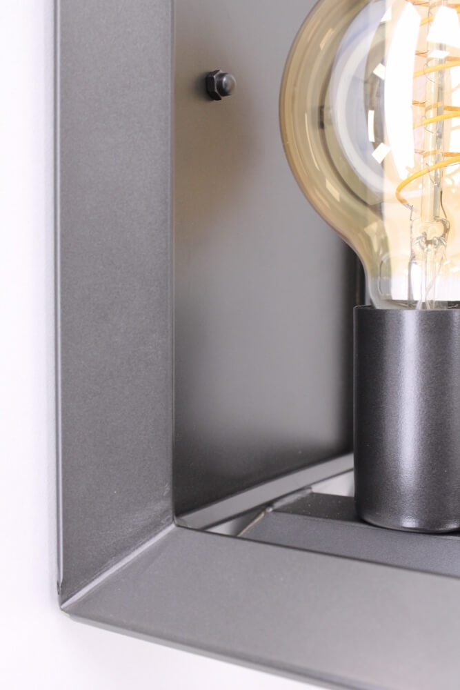 Metalen frame wandlamp THOBIN | Antraciet