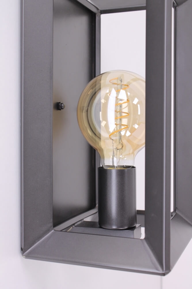 Metalen frame wandlamp THOBIN | Antraciet