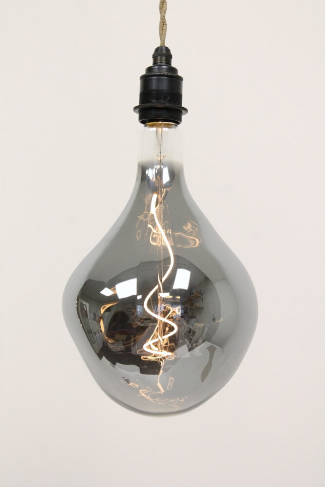 LED GIANT CURVE SMOKE DECO 4 watt E27 dimbaar | Gedeukte peer 16 cm