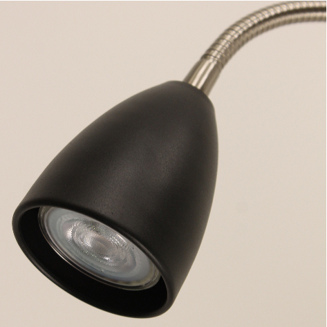Strakke bedklemlamp | GU10 fitting | Zwart