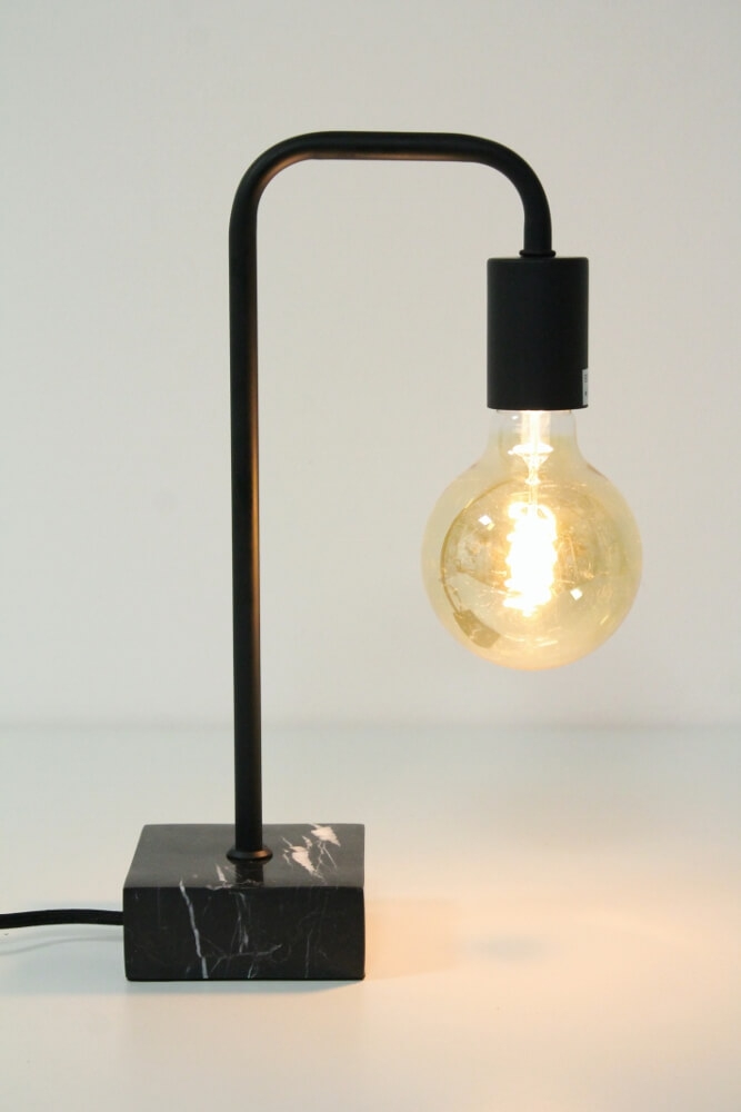 Minimalistische retro tafellamp DEMBA I zwart | 35 cm