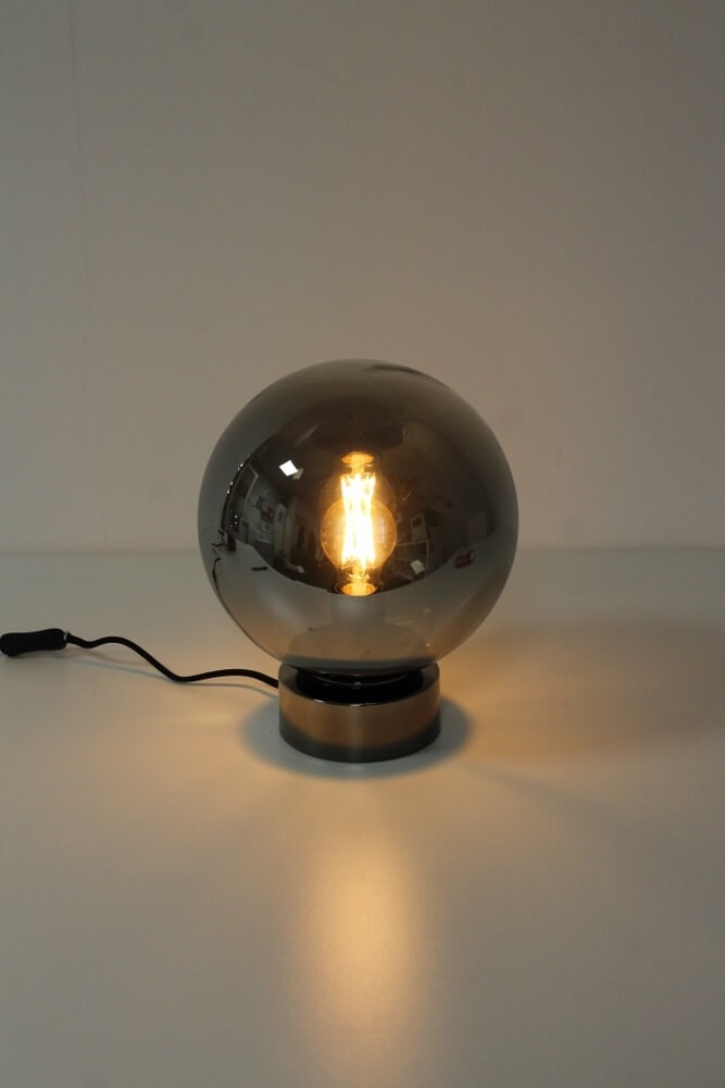 Leuke tafellamp JASON zwart rookglas | Ø 20 cm