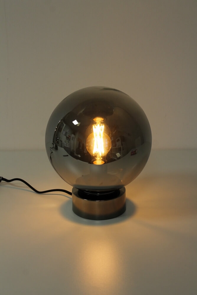 Leuke tafellamp JASON zwart rookglas | Ø 25 cm