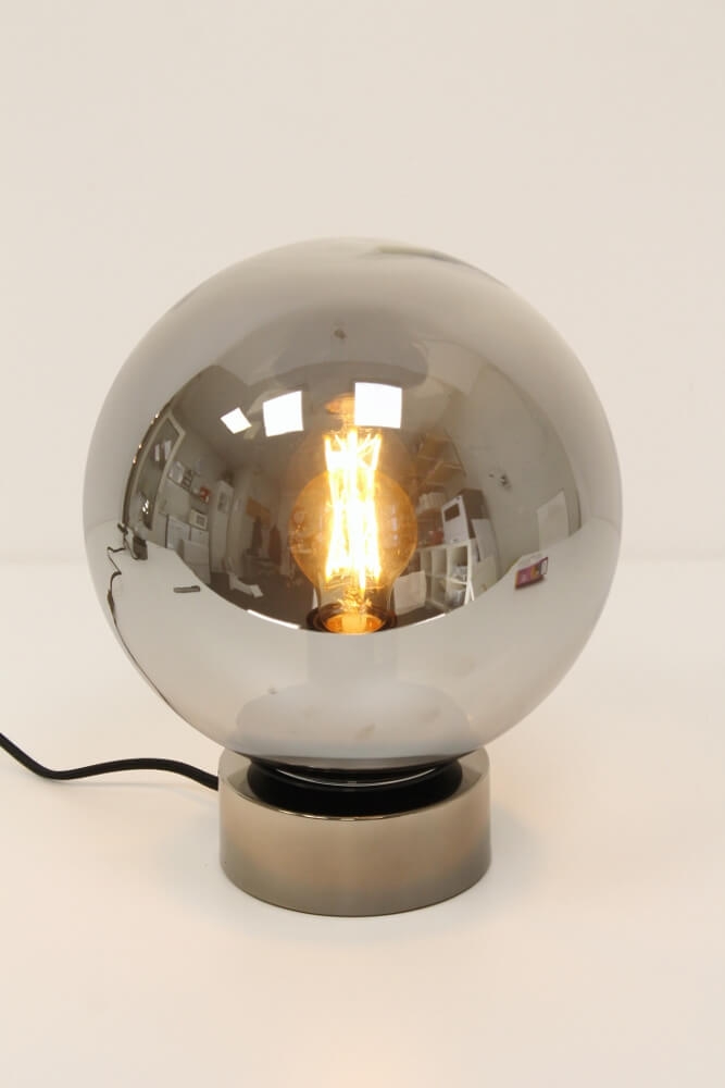 Leuke tafellamp JASON zwart rookglas | Ø 25 cm