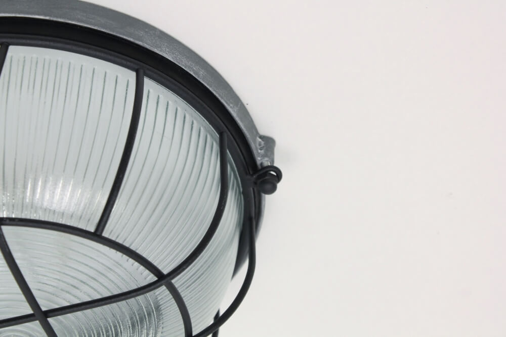Plafondlamp / Wandlamp BOBBY beton en zwart | rond groot