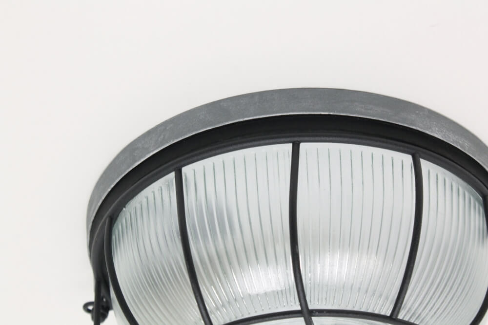 Plafondlamp / Wandlamp BOBBY beton en zwart | rond groot