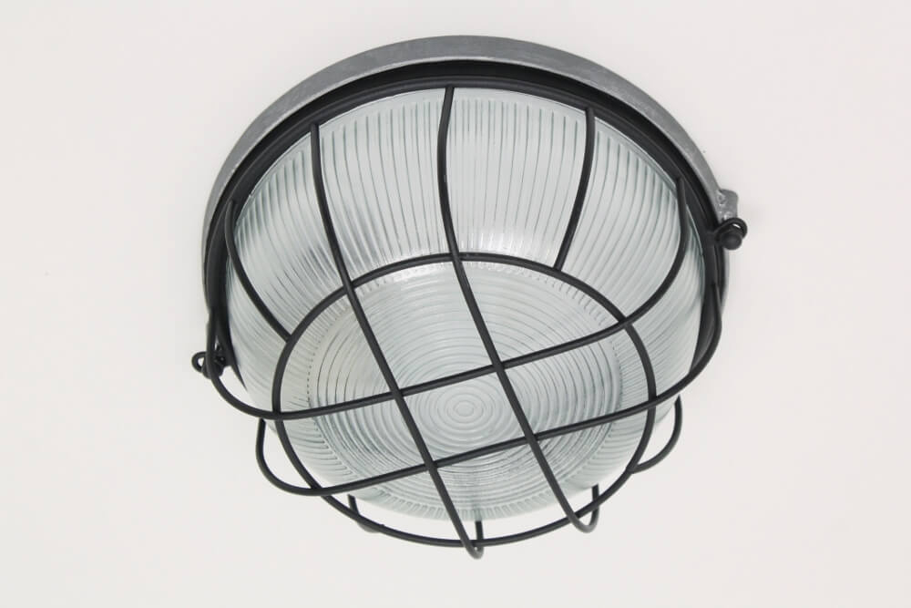 Plafondlamp / Wandlamp BOBBY beton en zwart | rond groot