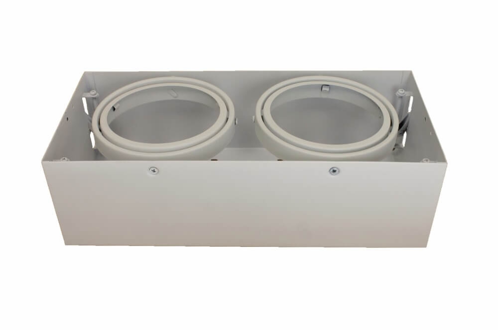 Vierkante inbouwspot AR111 DOUBLE XL met witte rand