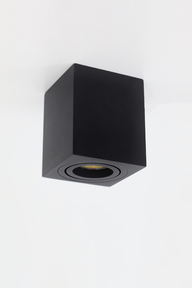 Kantelbare plafondlamp / Opbouwspot REBEL XS 8 cm | Zwart vierkant