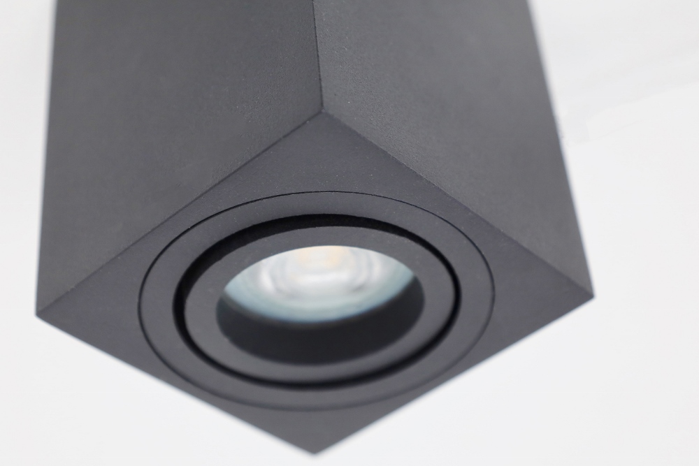 Kantelbare plafondlamp / Opbouwspot REBEL XS 8 cm | Zwart vierkant