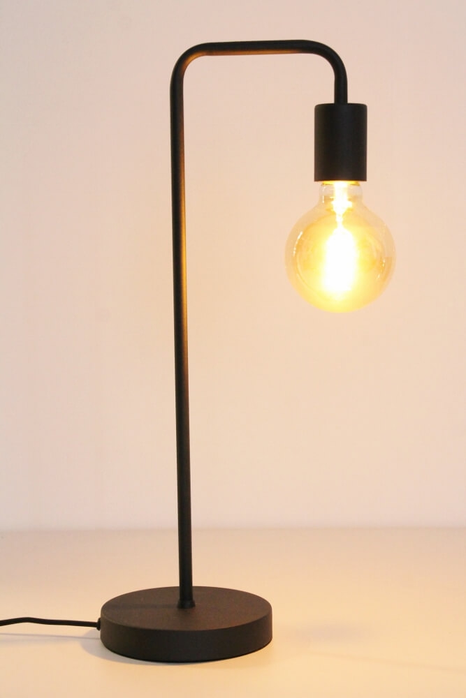 Minimalistische retro tafellamp DEMBA II zwart | 52 cm