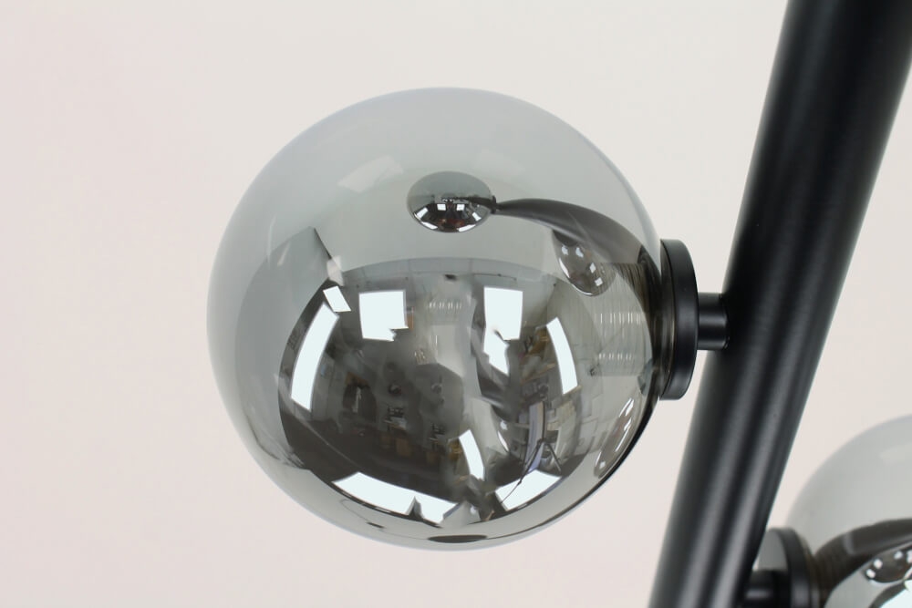 Stijlvolle vloerlamp LUNAR met 4 smoke glazen bolletjes