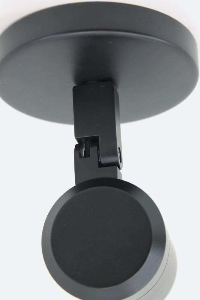 Kantelbare 1-lichts opbouwspot rond DOCCIA IP44 | Zwart