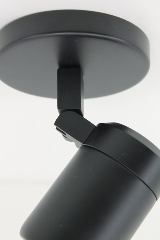Kantelbare 1-lichts opbouwspot rond DOCCIA IP44 | Zwart