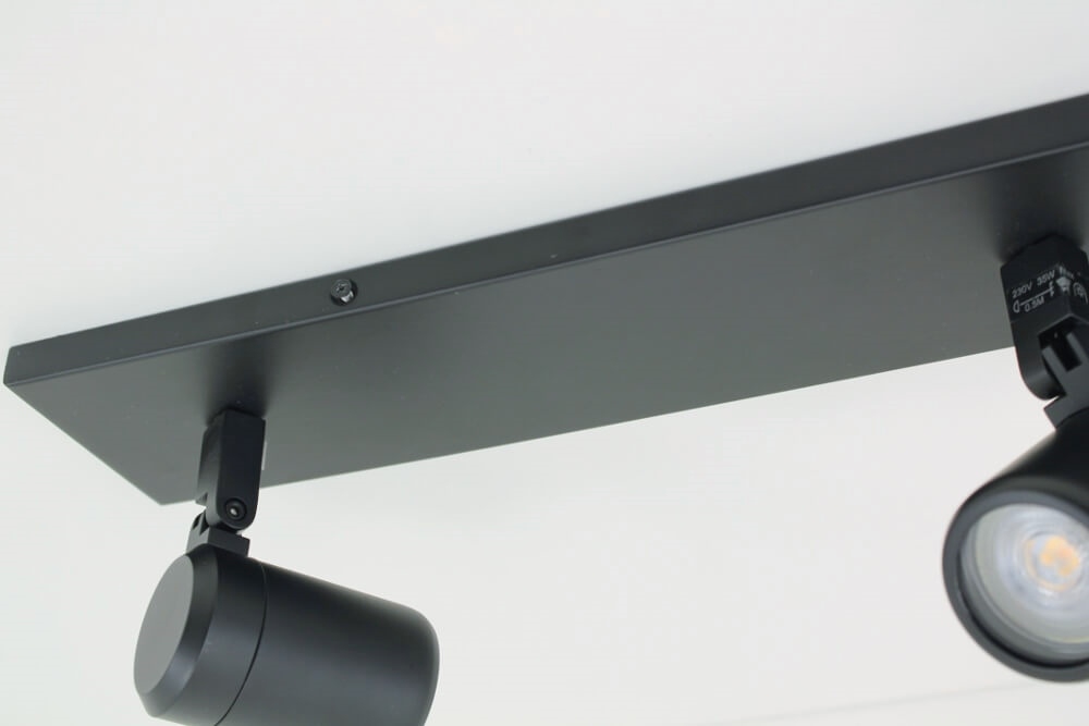 Kantelbare 2-lichts opbouwspot balk DOCCIA IP44 | Zwart