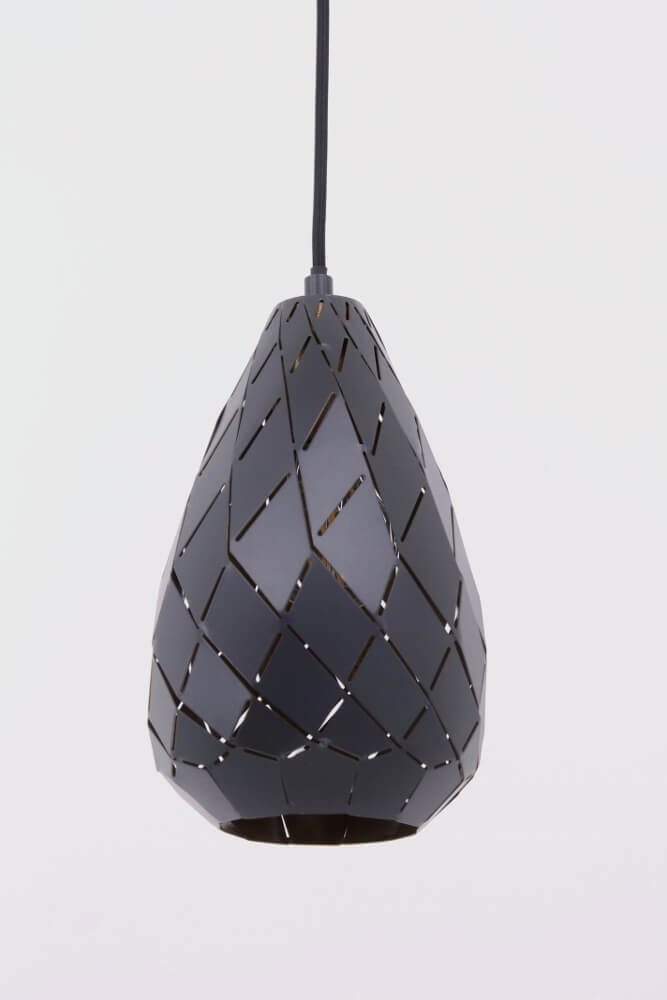 Strakke kegel hanglamp TREPPED 1-lichts | Antraciet / Goud
